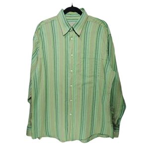 Bugatchi Uomo Men's SIZE L Retro Y2K Flip Cuff Striped Long Sleeve Button Down